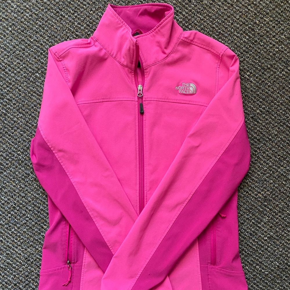 Pink North Face full-zip active wear top